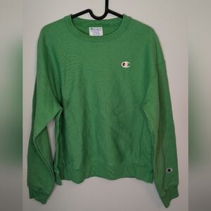 Champion Women's Reverse Weave C Logo Crew Sweatshirt - Green Size M